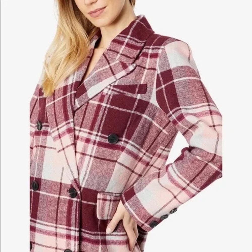 7 For all Mankind Maroon Pink Double Breasted Pea Coat size Medium